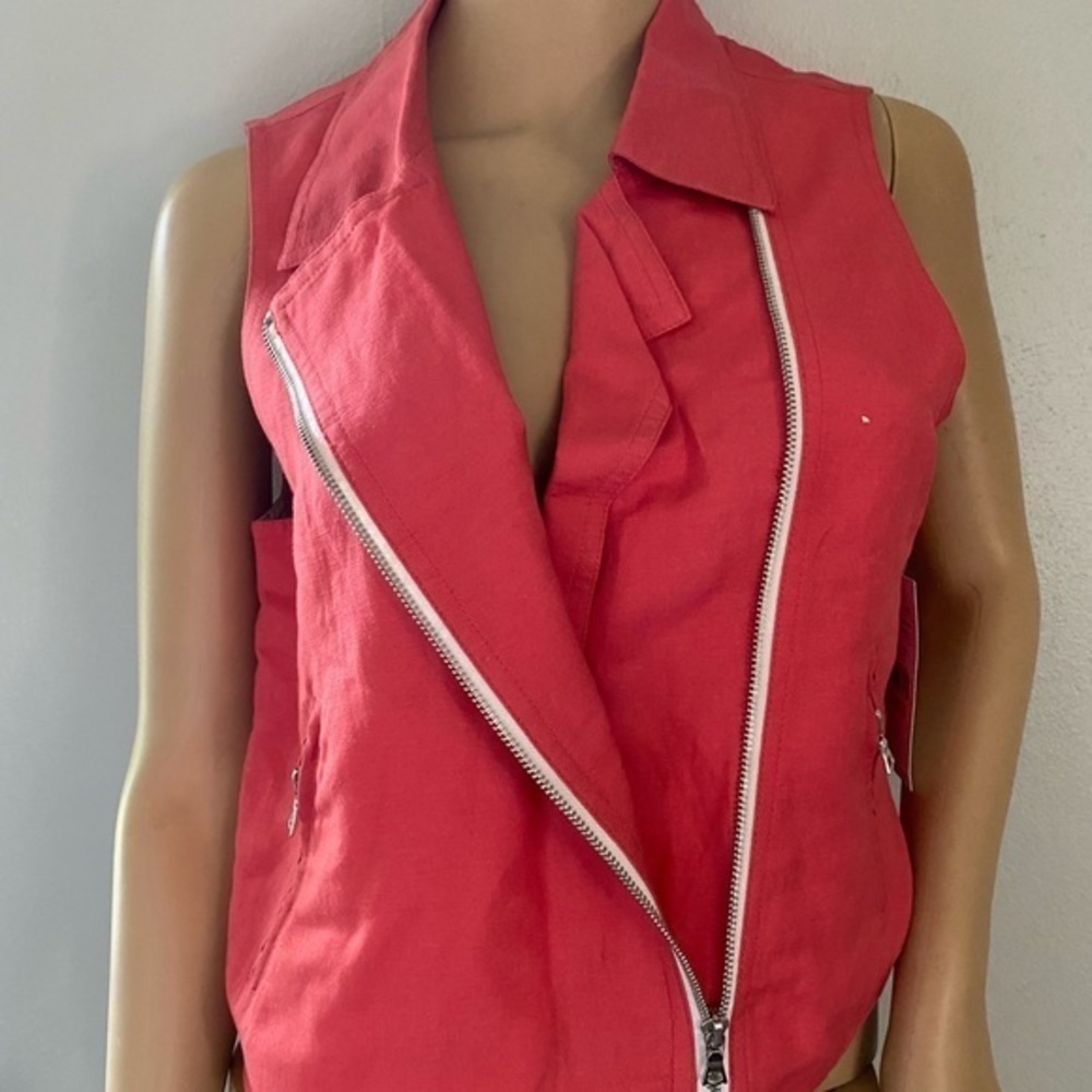 Karen Kane moto vest jacket size S linen blend - Picture 2 of 12